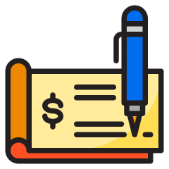 Cheque and pen illustration